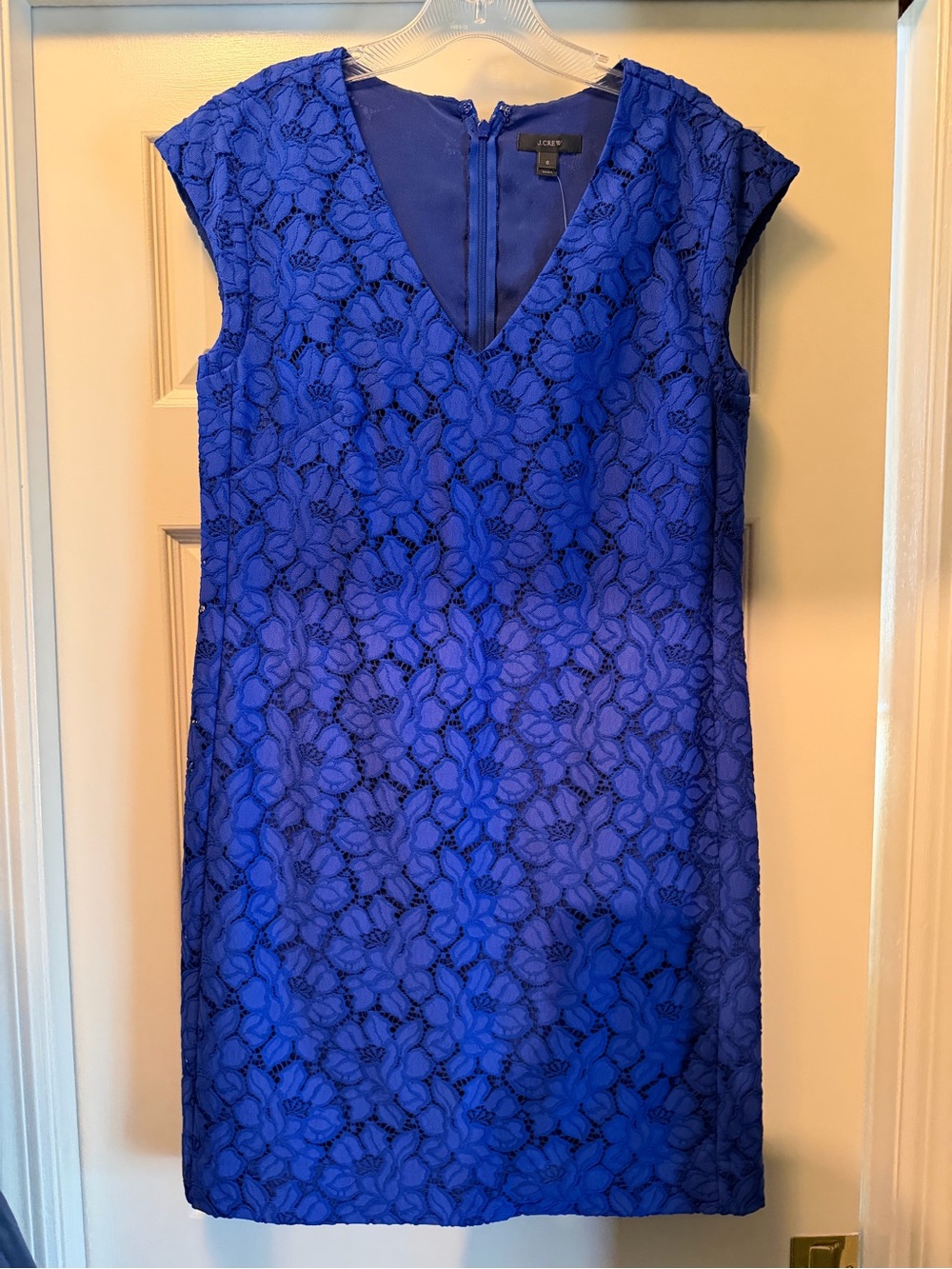 J.Crew Cobalt Blue Lace V-Neck Cocktail Dress
